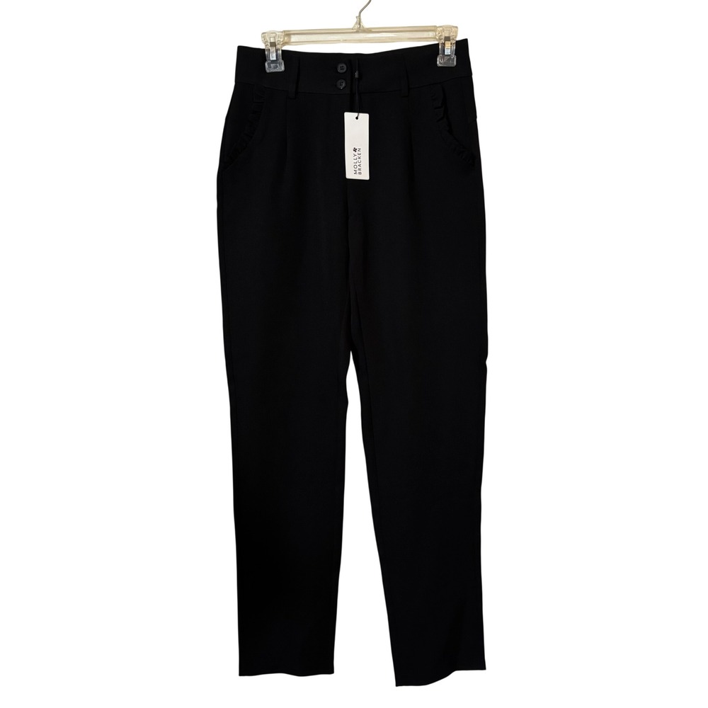 Molly Bracken Women's Pans XS NWT Black High Waist Pleated Front Career Trousers